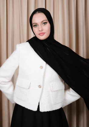 Flossy Modal Şal Aura Desen Siyah