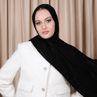 Flossy Modal Şal Aura Desen Siyah